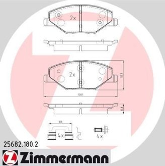 Колодки гальмівні (передні) Skoda Fabia/Rapid 06- (TRW) (з аксесуарами) ZIMMERMANN 25682.180.2