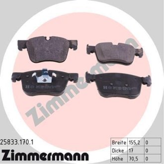 Колодки гальмівні (передні) Citroen C4/Peugeot 308 13- (Teves) ZIMMERMANN 258331701