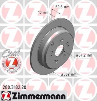 Диск тормозной (задний) Honda CR-V IV 12-16 (302x10) ZIMMERMANN 280.3182.20