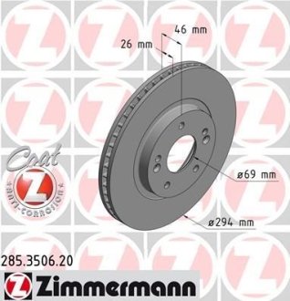 Тормозные диски передние ZIMMERMANN 285350620