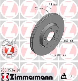 Гальмiвнi диски переднi ZIMMERMANN 285353420