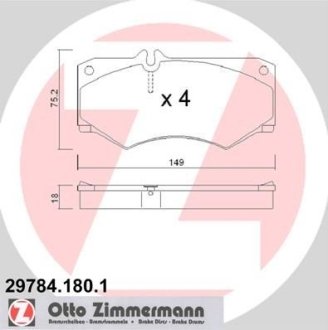 Колодки гальмівні (передні) MB 207-410D/LT 40-55 I 78-96 ZIMMERMANN 29784.180.1