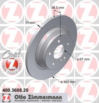 Диск тормозной (задний) MB S-class (W220/C215) 98-06 (300x11) (с покр.) (полный) ZIMMERMANN 400.3608.20