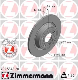 Диск тормозной (задний) MB A-class (W177)/B-class (W247) 18- (295x12) ZIMMERMANN 400.5543.20