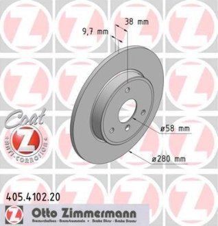 Диск гальмівний Smart Fortwo 04- (280x10) ZIMMERMANN 405410220