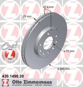 Диск гальмівний Opel Vectra C/Signum 02-09/Fiat Croma 05- (285x25) ZIMMERMANN 430149820