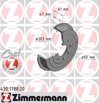 Тормозные барабаны задние ZIMMERMANN 430178820