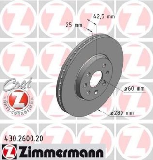 Гальмівні диски передні ZIMMERMANN 430260020