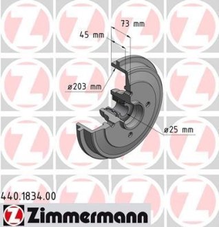 Тормозные барабаны с подшипником передние. ZIMMERMANN 440183400