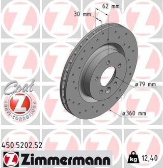 Диск гальмівний Land Rover Discovery IV 09-/Range Rover Sport 05-13 (360x30) ZIMMERMANN 450.5202.52