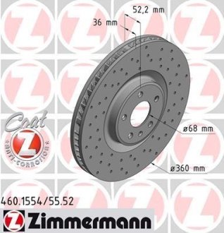 Гальмівні диски передній лівий ZIMMERMANN 460155452