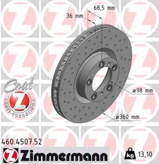 Диск гальмівний SPORT Z правий ZIMMERMANN 460450752