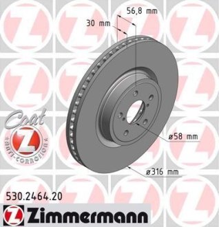 Диск гальмівний (передній) Subaru Forester/Legacy/Outback 03- (316x30) ZIMMERMANN 530.2464.20