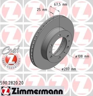 Диск тормозной (передний) Toyota Hilux VII 05-15 (297x25) (с покрытием) (вент.) ZIMMERMANN 590.2820.20