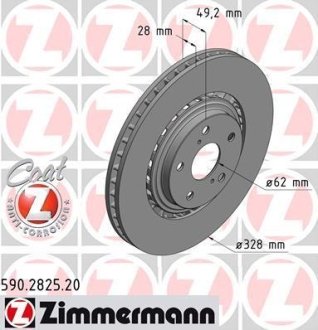 Диск тормозной (передний) Toyota Rav 4 12-/Lexus RX/NX 08- (328x28) (с покрытием) (вентилируемый) ZIMMERMANN 590.2825.20