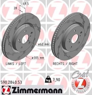 Диск тормозной ZIMMERMANN 590.2840.53