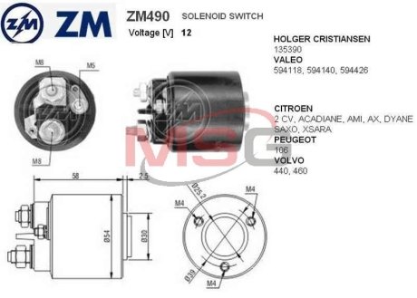 Втягивающее реле ZM ZM490